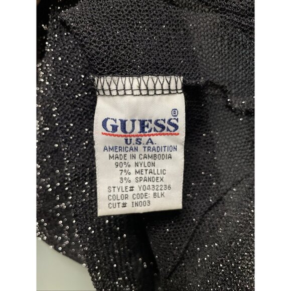 Guess Vintage 90s Y2K Black Metallic Silver Sweater Knit Tank Top Blouse Size S - Picture 6 of 7